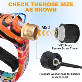 Pressure Washer Gun with 5 Sprayer Nozzles and 2 Hose Connectors, M22 14mm Hose Connector to 1/4'' Quick Connector Car Clean Gun, Colorful Car Wash Water Gun for Car Washing and Patio Cleaning