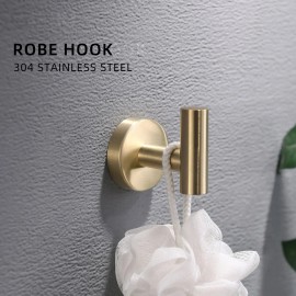 8-Piece Brushed Nickel Gold Bathroom Accessory Set Stainless Steel Wall-Mounted Bath Towel Bar Robe Hooks Luxury BathroomColor: as Pic Color