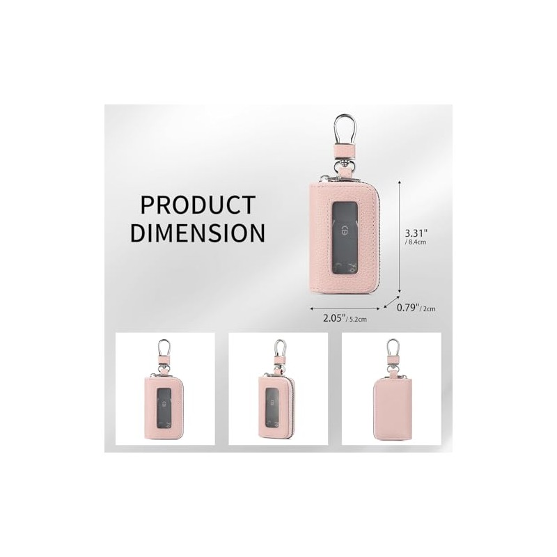 SENDEFN Universal Leather Car Key Fob Case with Clear Window