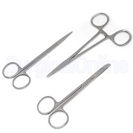 5 Pieces Scissors Forceps Hemostats Needle Holders Suture Lacreamon Set