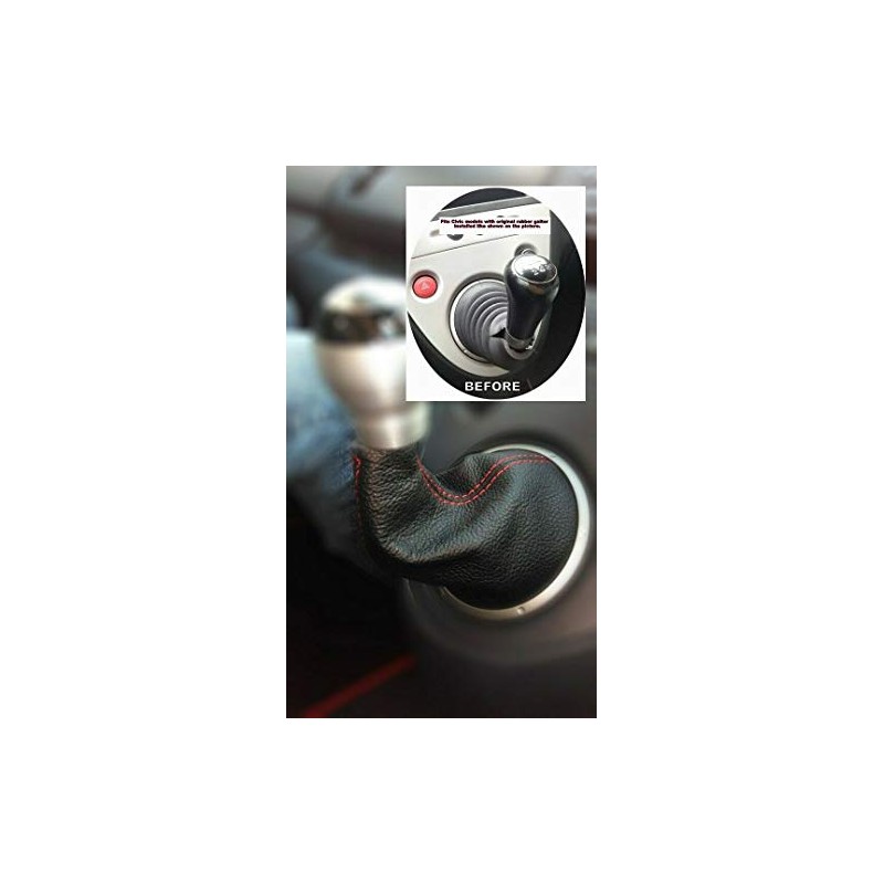 HONDA CIVIC 01-05 GEAR GAITER LEATHER RED STITCHING
