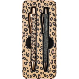 Faber-Castell Leo Natural Instinct 241148 Ballpoint Pen Poly Ball Set of 2 with Interchangeable XB Refill Gift Set in Metal Case