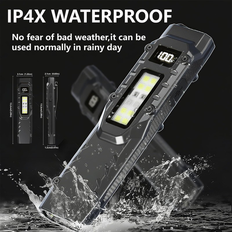 MAKDAK EDC Tactical Flashlight Rechargeable - Digital Display High Lumens