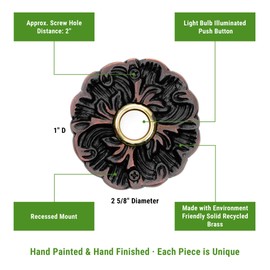 Waterwood Solid Brass Maya Doorbell in Oil Rubbed Bronze - Wired & Illuminated Push Button from Environmentally Friendly Recycled Material