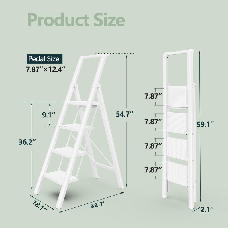 WOA WOA 4 Step Ladder, Stepping Ladder with Wide Rungs,
