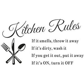 Kitchen Rule Wall Sticker Quotes Wall Art Inspirational Removable Vinyl Lettering Saying for Kitchen Dining Room Restaurant Decor
