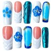 Handmade Press On Nails Medium Long Square Shape 3D Blue