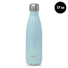 MIRA 17 Oz Stainless Steel Vacuum Insulated Water Bottle - Double Walled Cola Shape Thermos - 24 Hours Cold, 12 Hours Hot - Reusable Metal Water Bottle - Leak-Proof Sports Flask - Pearl Blue