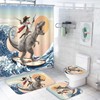 Yeoiat 4 Pcs Dinosaur Cat Shower Curtain Sets Funny Shower