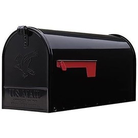Plexon Outside Сurbside Horizontal Classic Mailbox, Black Steel, 20" L x 8.87" H x 6.92" W, Made in USA
