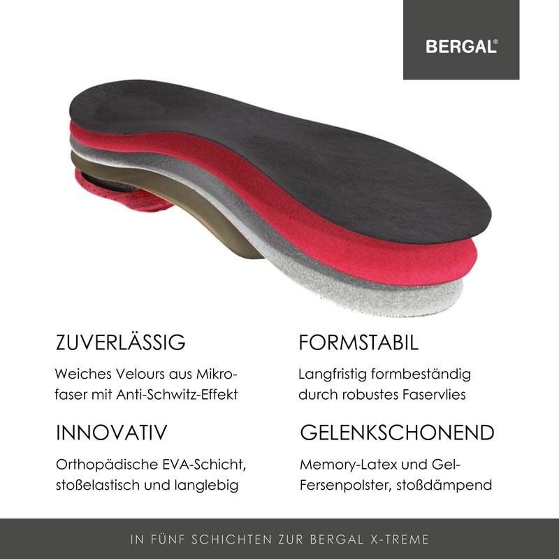 Bergal Men's X-treme Einlegesohle für Freizeit Orthotic Insole, Multicolour (Schwarz),