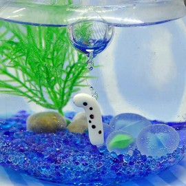 Faukart Cute Handmade Glasswork Floating Ball Chin Eel Total Length: 1.0 inches (25 mm), Ball: 0.8 inches (20 mm)