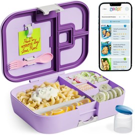 YOOPI Bento Box for Kids, Leak-Proof, BPA-Free School Bento Lunch Box Containers with Compartments. Online Healthy Meal Planning, Durable, Easy-Clean, Eco-Friendly Lunchbox for Girls (Lilach)