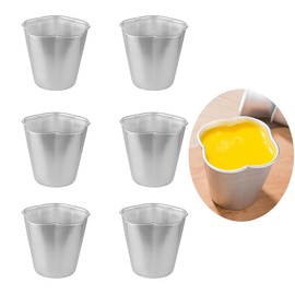 MGGi 6 Packs Popover Pan, Aluminium Pudding Tin Cup Baking Maker, Individual Muffin Chocolate Molten Brownie Tumbler Raspberry Souffle Cupcake Moulds - Five-Petaled Flower Pudding 3"x 2.4"