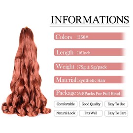 French Curl Braiding Hair,8Pack Loose Wavy Pre Stretched Synthetic 350# Spiral Curly Crochet Braiding Hair 16Inch 75g/pack French Curly Crochet Hair(16Inch,8 Packs,#350)
