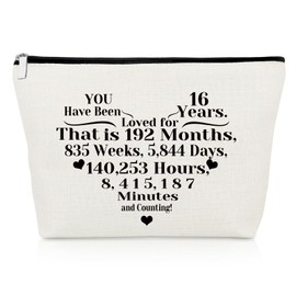Sweet 16th Birthday Gifts Makeup Bag Inspirational Gifts for Daughter Granddaughter Sister Sweet Sixteen Gifts Friendship Gift 16 Year Old Girl Gifts Travel Cosmetic Bag 16 Birthday Party Girl Gifts