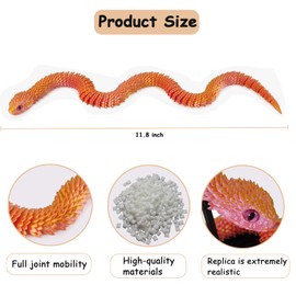 3D Printed Snake, 3d Printed Fidget Toy, Flexible Articulated Snake Animal Fidget Toys,3D Printed Animals,Home and Office Decoration for Autism/ADHD (black)