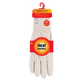 HEAT HOLDERS - Ladies Cute Striped Fairisle Warm Knitted Fleece Lined Winter Thermal Gloves (S/M, Cream)