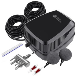 AquaMiracle All-in-One Koi Pond Aerator for Outdoor Ponds up to 1500 Gallons, Pond Air Pump Pond Aeration System with 2-Outlet Manifold Airline Tubing Air Stones Check Valves