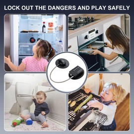 GCRQ Fridge Lock Child Safety 4-Digit Password Cabinet Lock, Upgraded Refrigerator Lock with Combination, for Door, Drawer, Freezer, Windows, Protect Children and Prevent Theft(1 Pc, Black)