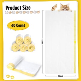 Jumbo Cat Litter Liners, 40 Pack Giant Drawstring Cat Litter Pan Bags, Extra Large Thick Kitty Litter Pan Liners Heavy Duty 37"x18"
