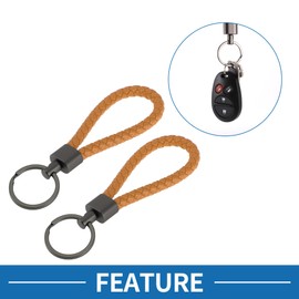 A ABSOPRO Car Keychain Universal Key Chain with Ring for Key Fobs for Home for Women Leather,Zinc Alloy Orange 2 Pcs
