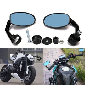 Motorcycle 7/8" Oval All Aluminum Bar End Mirrors for Honda Yamaha Kawasaki Suzuki Sports Bike Street
