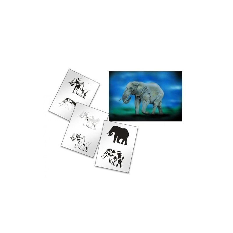 UMR-Design AS-155 Elephant Airbrushstencil Step by Step Size L