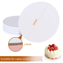 PFAMKEER PFAMKEER 8Pcs Cake Boards 12 Inch Round,White Sturdy 1/2 Inch Cake Drum,12 Inch Cake Boards,Disposable Cake Plates,Corrugated Cake Base Cake Drums for Father's Day