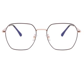 Laurinny Glasses Blue Light Filter Glasses Women Blue Filter Glasses Men Without Prescription Anti-Reflective Retro Glasses Hexagon Blue Light Blocking Glasses Gaming Screen Glasses, Silver gold