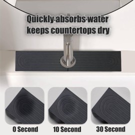 Stargaz Faucet Mat for Kitchen Sink Diatomaceous Earth Faucet Splash Guard, Stone Quick Dry Sink Splashback Drying Mat Quick Drying Water Absorbing Stone Tray For Kitchen (Grey, 17.7”×3.9”)