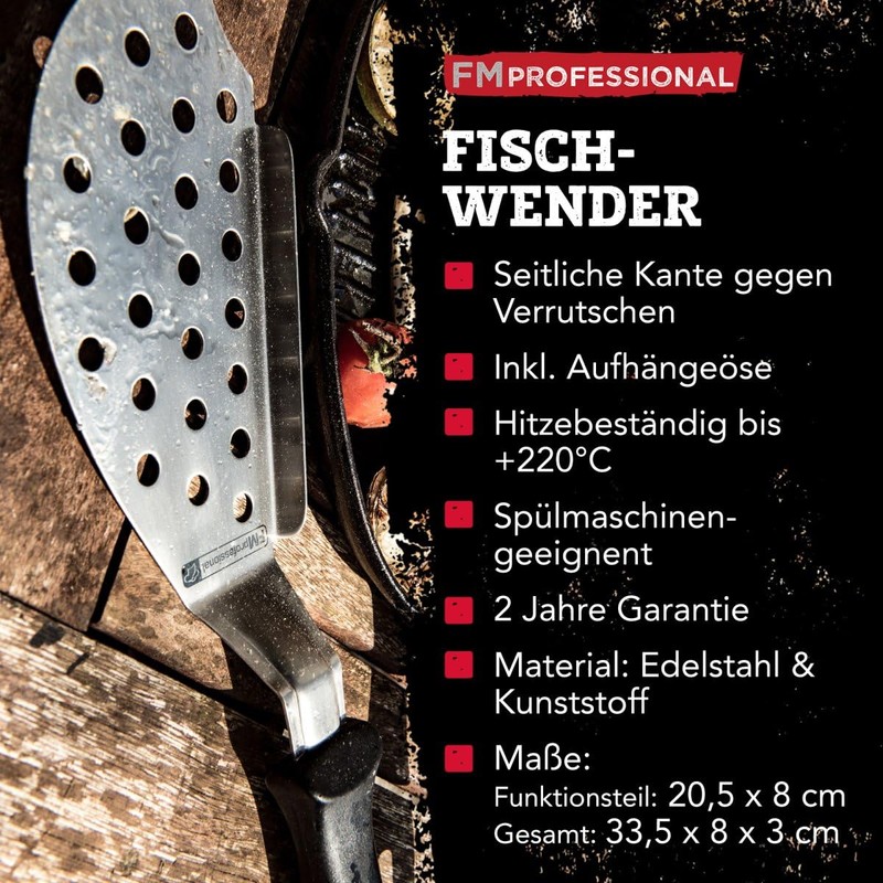 FM PROFESSIONAL Fmprofessional Colour Fish Slice, Stainless Steel, Black, 50