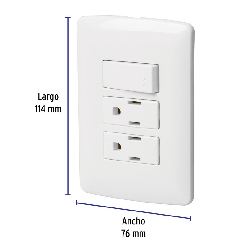 Volteck PA-APCO-I3B, Placa armada 2 contactos e interruptor color blanco