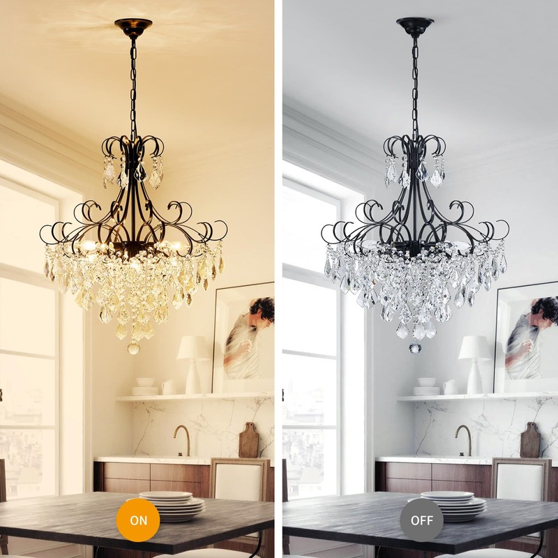 WUZUPS Crystal Chandelier 10-Light Pendant Ceiling Light Modern Lighting Fixture