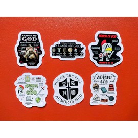 (6 PCS) Ephesians 6 10-18 Armor of God Christian, Bible Verse Sticker Waterproof Vinyl Decal Size 3"