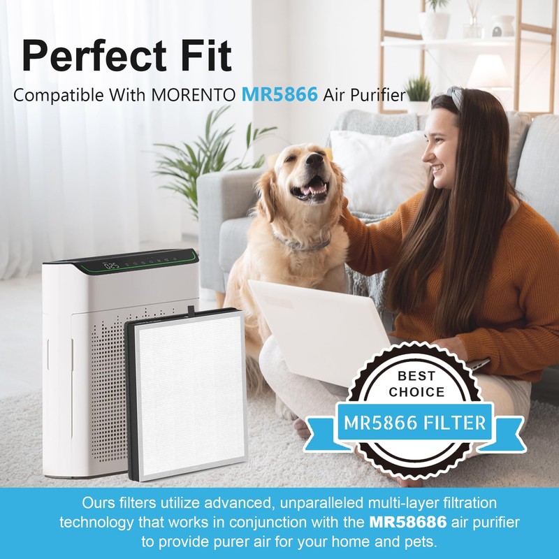 4 Pack MR5866 True High-Efficiency Replacement Filter, Compatible with MORENTO