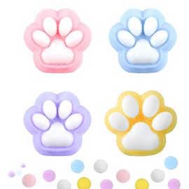 Pack of 4 Cat Paw Toys, Squishy, Squeeze Toys Paw, Anti-Stress Toy Set, Taba Squishy, with Balls, Funny, Anti-Stress and Anxiety Relief for Children and Adults (4 Colours)