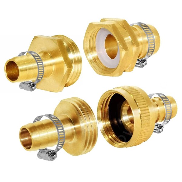Joywayus Brass 3/8" Barb x 3/4“GHT Thread Swivel Knurling and