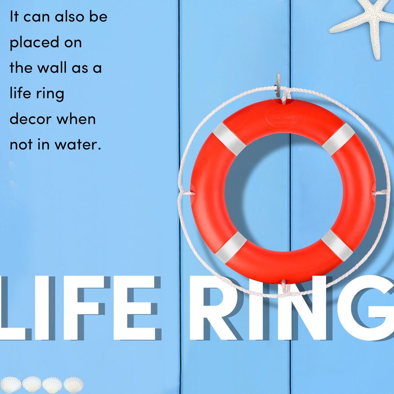 23 Inch Life Rings with 98.4ft Water Floating Lifesaving Rope