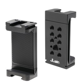 FocusFoto Metal Phone Tripod Mount with 2 Cold Shoes & Arca Port & 1/4" & 3/8" Thread, Universal Adjustable Smartphone Tripod Adapter Clamp Cell Phone Stand Holder, Compatible with Arca Swiss Tripod