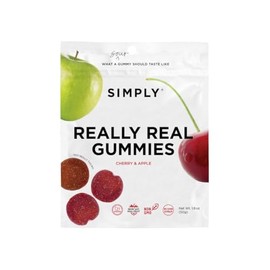 Simply Gum Really Real Gummies, 1.8oz Snack Pack (Pack of 6, Sour Apple + Cherry)