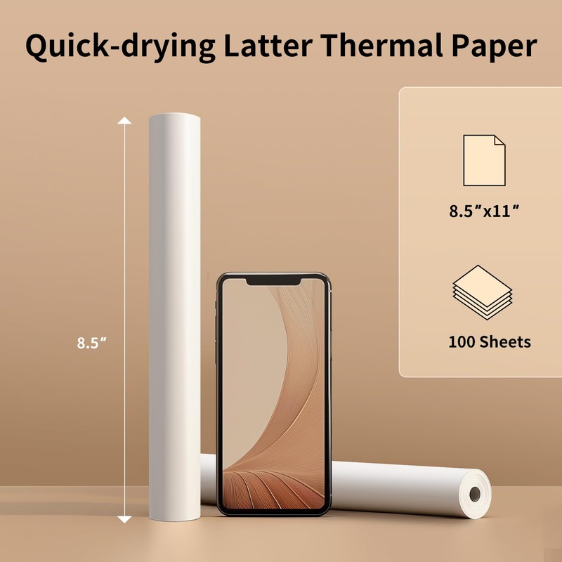 Gloryang Thermal Printer Paper 8.5''x11'' US Letter Size, Thermal Paper
