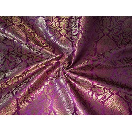 Brokat-Seidenstoff, Jacquard, erhältlich in 7 Farben: Maulbeere, Burgunderrot, Bonbonrosa, Blaugrün, Senf, Grün x Rot und Türkis, BRO1026 Maulbeere