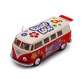 Kinsmart 1962 Volkswagen Classic Bus with Decals, Brown - 5060DF 1/32 scale Diecast Model Toy Car