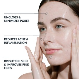 AHA / BHA Exfoliating Face Wash - 10% Glycolic Acid & Salicylic Acid Cleanser, Anti Aging Acne & Wrinkle Reducing Facial Exfoliant, Pore Minimizer & Brightening Scrub - Vegan & Cruelty Free, 4 oz (AHA BHA Exfoliator)