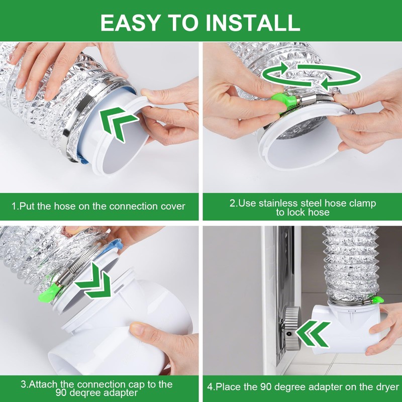 90 Degree Dryer Vent Elbow(2 Pcs),Dryer Vent Duct Connector Kit,90