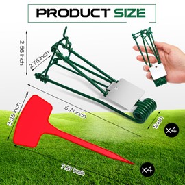 Qualirey 4 Pcs Outdoor Gopher Trap Easy to Set Mole Trap Weather Resistant Gopher Killer Vole with Red T Type Labels for Lawn Garden Farm (Green)