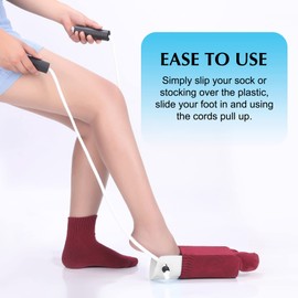 CAidRE Sock Aid - Wide 3.93" Sock Aid with Foam Handles, Sock Aide Device for Seniors, Sock Helper Easy On Easy Off, White