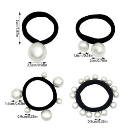 12 Pcs Pearl Elastic Hair Ties Black Ponytail Holders Hair Bands Scrunchies Pearl Hair Ropes Hair Ring Headband Hair Accessories for Women Girls