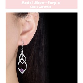 Sterling Silver Earrings for Women Girl, Silver Drop Earrings with Cubic Zirconia│Double Twisted Linear Dangle Earring Jewellery Gift for Birthday Christmas